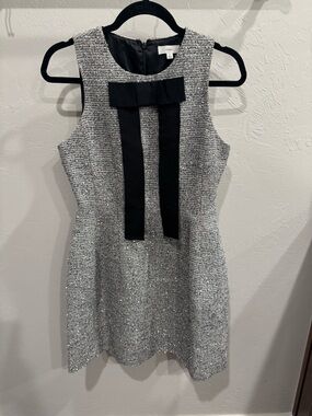A Loves A Sparkle Tweed Bow-Trim Sleeveless Dress